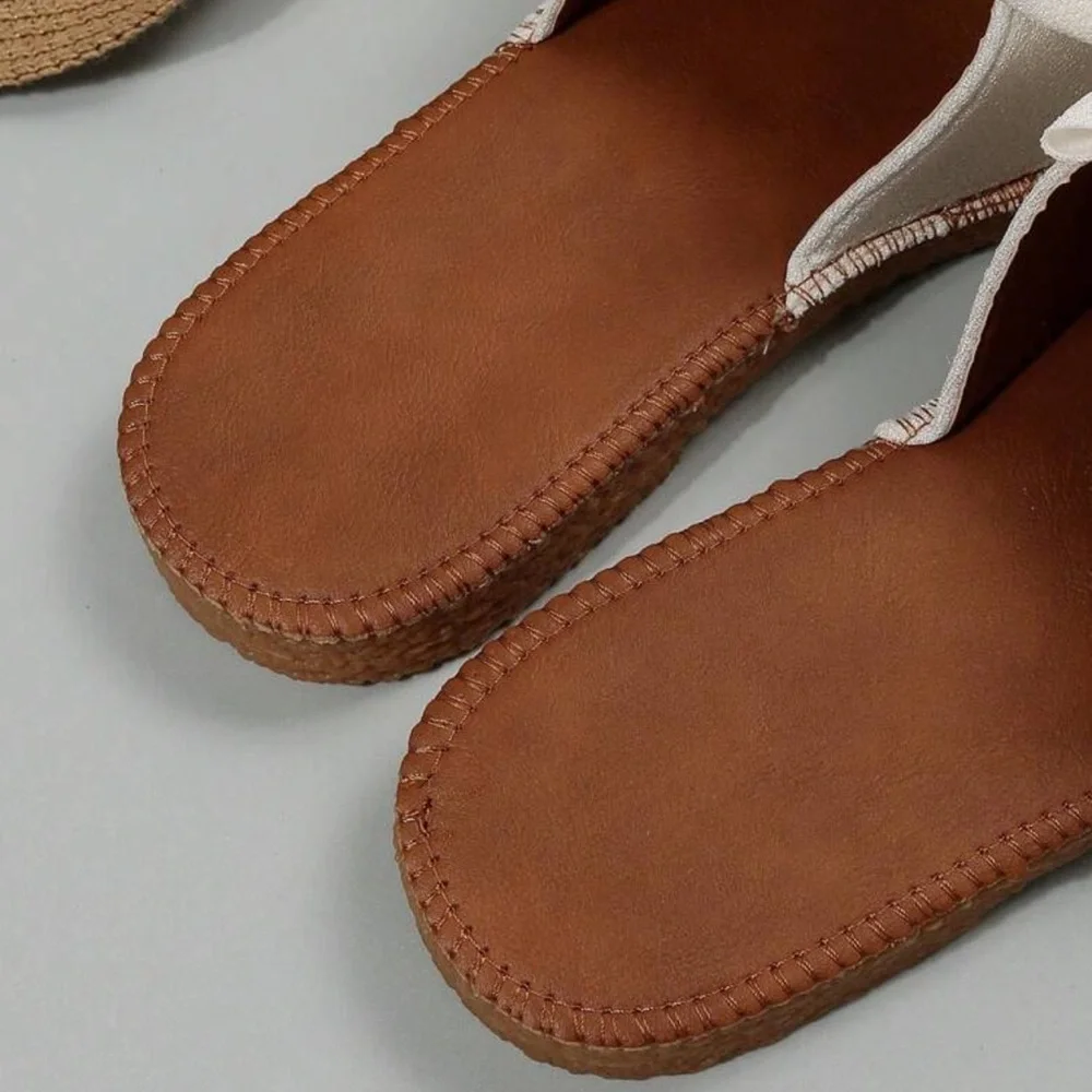 Preppy Slide Sandals For Women, Bow Decor Single Band Flat Sandals - Picture 6 of 6